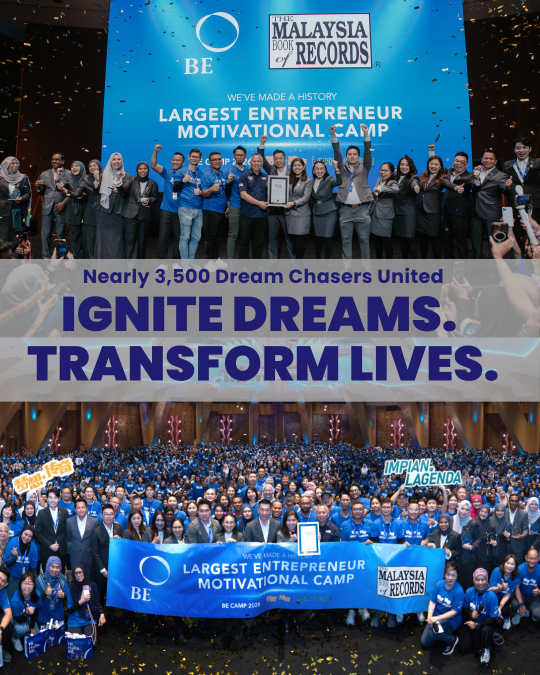 Malaysia’s Largest Entrepreneur Motivational Camp: Nearly 3,500 Attendees at BE CAMP to Ignite Dreams and Transform Lives!
